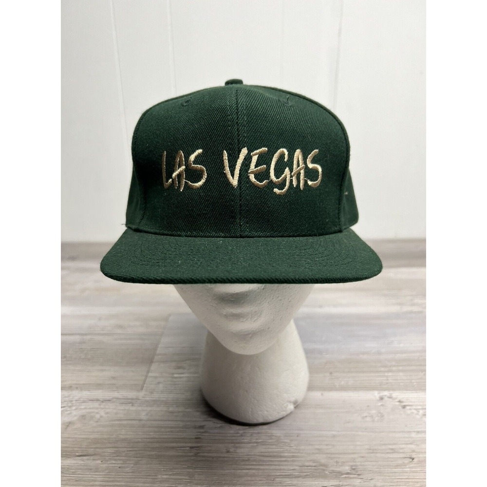 Vintage Las Vegas  Snapback Hat Cap Forrest Green Wool‎ Cotton Blend New